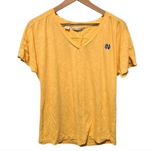 Cutter And Buck Notre Dame Yellow V-neck Short Sleeve Cotton Tee Size Large